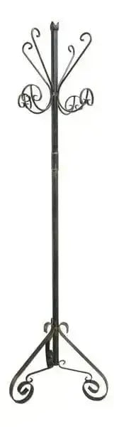 Attaccapanni ferro BA.FIORDAL.H160 in ferro battuto verniciato nero-rame, design elegante con ganci ricurvi, altezza 160 cm.