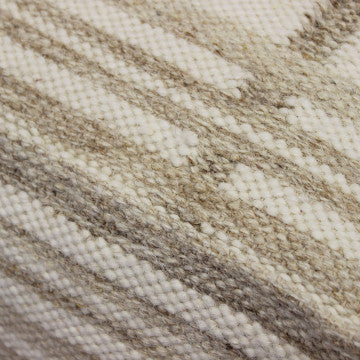 Pouf quadrato in cotone e lana avorio, 40x40x40 cm