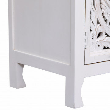 Mobile in legno di mango con 2 ante, bianco, 125x45x80 cm