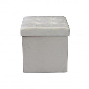 Pouf contenitore quadrato velluto beige 38x38x38 cm