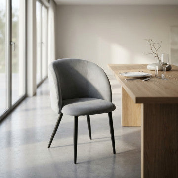 Poltrona struttura metallo seduta schienale velluto grigio 50x50x76