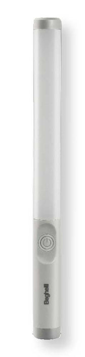 Lampada LED portatile Beghelli ricaricabile USB, cilindrica, bianca, con pulsante di accensione, ideale per illuminazione di emergenza