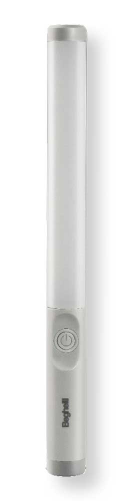 Lampada LED portatile Beghelli ricaricabile USB, cilindrica, bianca, con pulsante di accensione, ideale per illuminazione di emergenza