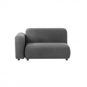 Divano destro in alluminio con cuscini, 119x65x40 cm, grigio scuro