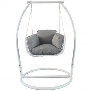Dondolo con struttura in metallo e seduta in wicker - 105x156x105 cm