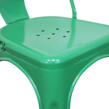 Sedia in metallo verde, seduta e struttura, 35x45x85 cm, 4 kg