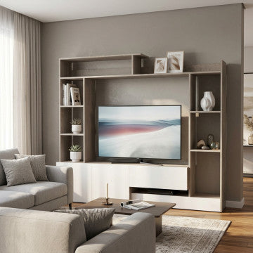 Parete Attrezzata Bianco Rovere Chiaro 180x165h cm