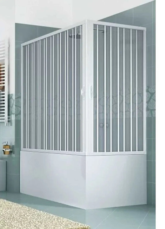 Box vasca regolabile Galassia Pinto in alluminio bianco con sistema a soffietto, ideale per trasformare vasche in docce, misura 60/70x160/170 cm, altezza 150 cm