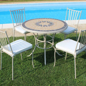 Sedia in acciaio verniciato tortora con cuscino beige 41x42x90 cm