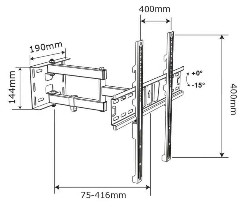 Supporto TV a Muro Regolabile con Doppio Braccio 32–55 Pollici – Portata 30 Kg