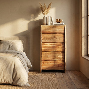 Mobile in legno di acacia massiccia, dimensioni 70x40x150 cm, finitura marrone