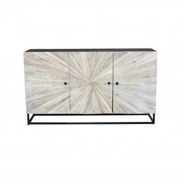 Mobile con 3 ante in legno di mango e struttura in ferro, 150x40x85 cm
