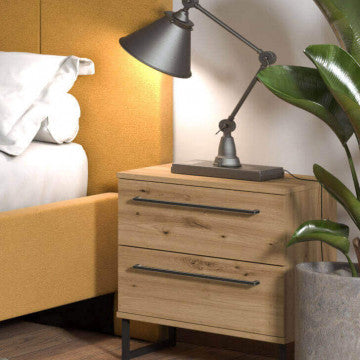 Comodino rovere artigiano 45,5x35x54 cm in truciolare bilaminato