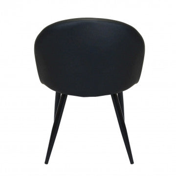 Poltrona con struttura in metallo e seduta in ecopelle nero 50x50x76