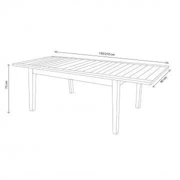 Table Ribot extensible en Teck 150/210 x 90