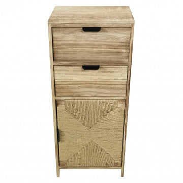 Mobiletto 2 cassetti 1 anta in polywood e legno paulownia 78,5 cm