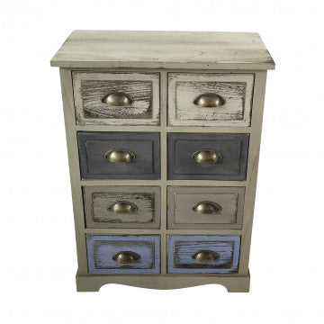 Mobiletto in legno con 8 cassetti, dimensioni 53x29x73 cm