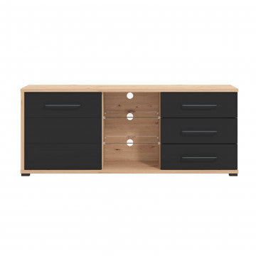 Mensola TV Lusitania rovere artigiano nero 161,5x40x65 cm truciolare