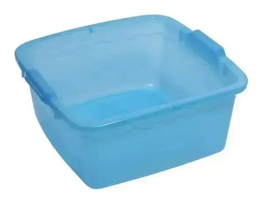 Bacinella quadra celeste da 11 litri con manici bassi in PP, ideale per uso domestico, disponibile su Hobby Shop Solution.