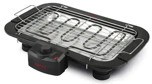 Barbecue elettrico 2000W GR.38x22 Girmi con griglia in acciaio inox, resistenza corazzata e vassoio smontabile per facile pulizia.