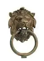 Battente ott.art.26027.19000.03 in ottone patinato pulito a forma di testa di leone con anello, accessorio per porte e finestre Eurogross