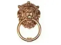 Battente ott.art.26027.19000.07 OV in ottone finitura oro valenza, forma testa di leone con anello, accessorio per porte elegante e classico.