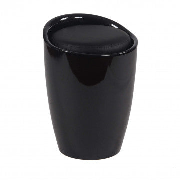 Sgabello pouf in ABS con cuscino ecopelle nero, peso 3 kg