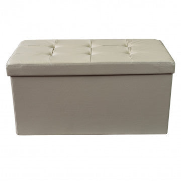 Pouf contenitore rettangolare in ecopelle, 76x38x38 cm, rosa pallido
