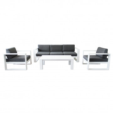 Divano 3 posti alluminio verniciato con cuscini removibili 227x85 cm