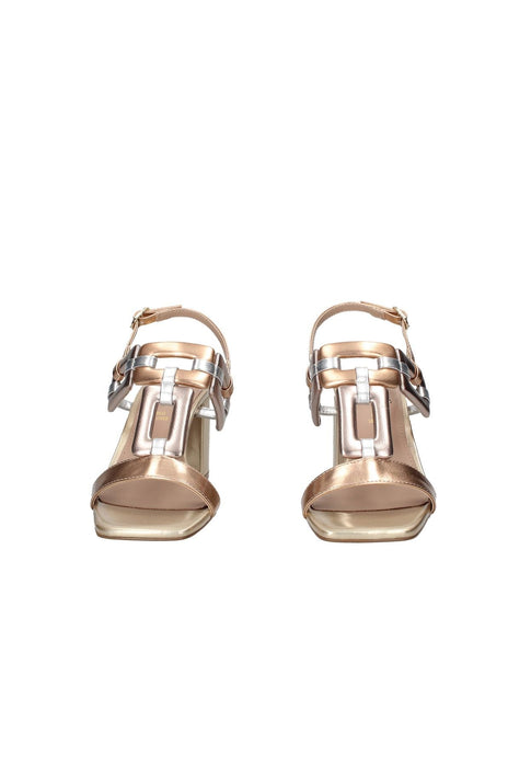 Sandalo Donna Como 812 EXE In Ecopelle Con Chiusura A Cinturino Sottopiede In Pelle Imbottito Fondo In Gomma Tacco 8 Cm