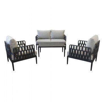 Salotto 2 posti in alluminio e corda PVC con cuscini poliestere