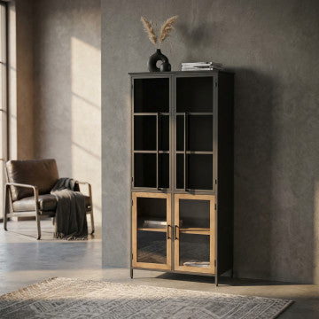 Mobile in ferro e legno con struttura mista, altezza 139,7 cm
