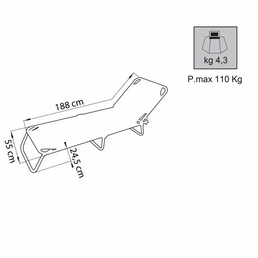 Brandina Rimini - Azzurro, cm 188 x 55 x 24,5 h Sdraio da giardino Hobby Shop Solution   