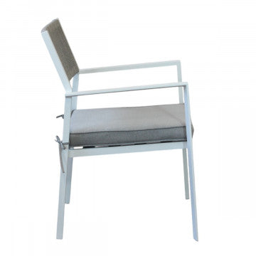 Poltrona impilabile in alluminio e corda con cuscini 55,5x62,5x83,5 cm