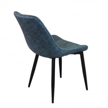 Poltrona con struttura metallo, seduta e schienale in ecopelle blu