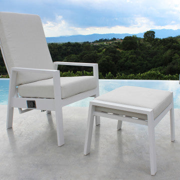 Poggiapiedi in alluminio verniciato con cuscino 56x65x41 cm