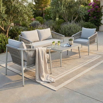 Salotto Mumbai 2 Posti Alluminio Grigio Chiaro 152x80h cm