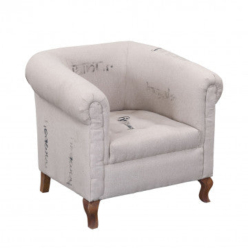 Poltrona struttura legno di mango, seduta in stoffa, 76x76x90 cm
