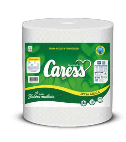 Rotolo di carta assorbente pura cellulosa 550g, morbido e resistente, ideale per uso domestico e cucina, con 2 veli, colore bianco.