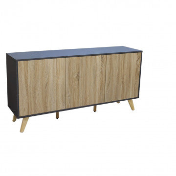 Mobile con 3 ante in melammina, struttura grigia, 150x39,5x75 cm