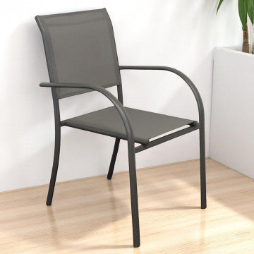 Poltrona impilabile struttura alluminio seduta schienale textilene 56x63x86cm