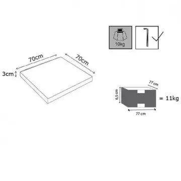 Plateau pour piètement Paxos 70 x 70 en cémentite stratifié effet bois