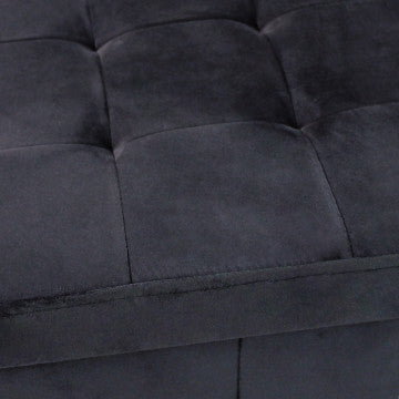 Pouf contenitore quadrato in velluto nero 38x38x38 cm