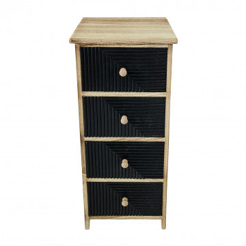Mobiletto in legno con 4 cassetti, 34x25x77 cm, peso 4,7 kg