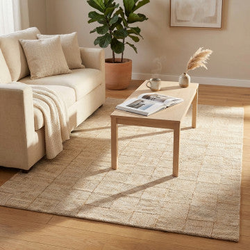 Tappeto in lana e juta beige 160x230 cm, spessore 1 cm, peso 4,4 kg