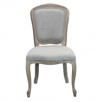 Sedia in legno e tessuto grigio, dimensioni 52x49x90 cm