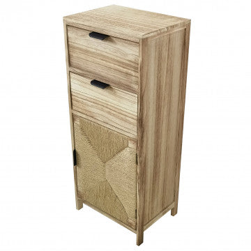 Mobiletto 2 cassetti 1 anta in polywood e legno paulownia 78,5 cm
