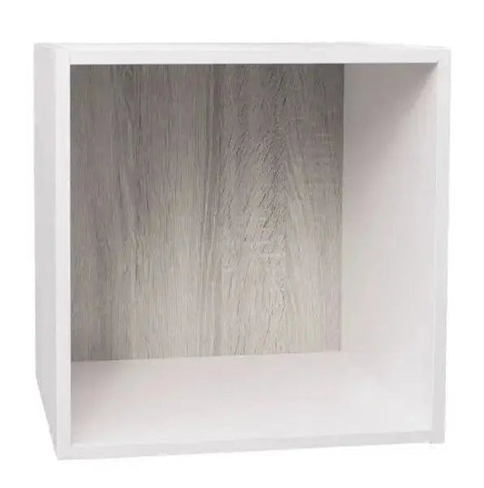 Cubo impilabile 35x29x35cm in cemento grigio con design minimalista, ideale per librerie modulari e arredo moderno.
