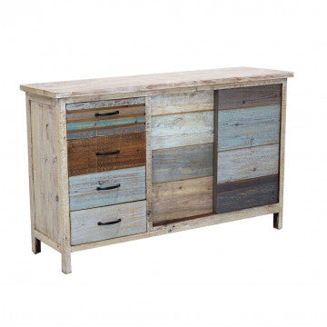 Mobile in legno con 4 cassetti e 2 ante, dimensioni 140x40x82 cm