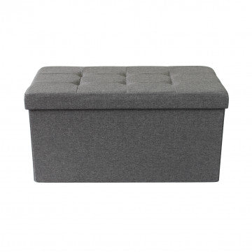 Pouf contenitore rettangolare in tessuto grigio scuro cm 76x38x38